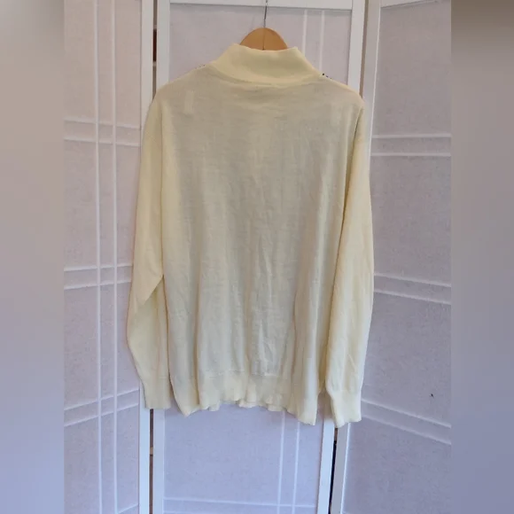 Vintage men's quarter zip cream brown color pullover Sweaters